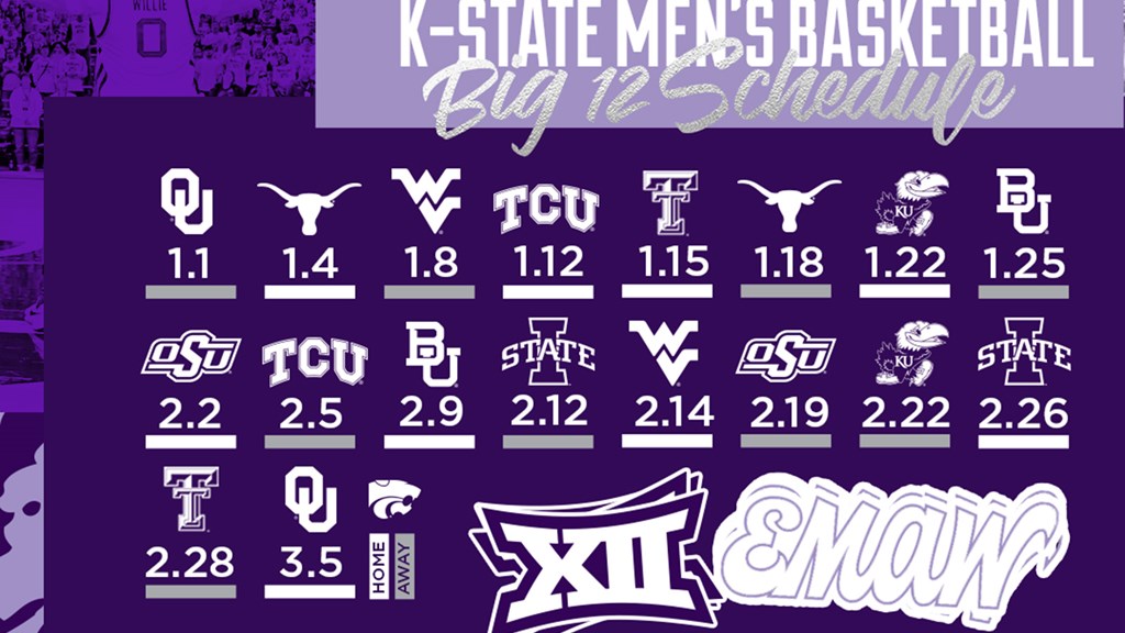 Kansas State 2022 Basketball Schedule K-State Basketball Announces 2022 Big 12 Conference Slate | Sunflower State  Radio